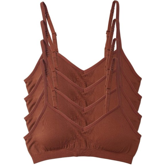 4-Pack Demi Padded Bralette Adjustable Straps A3 Dark Caramel New NWB